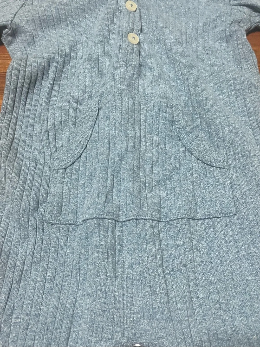 kate quinn Light Blue Ribbed Hooded Footie with Bear Ears Size 18-24 Months